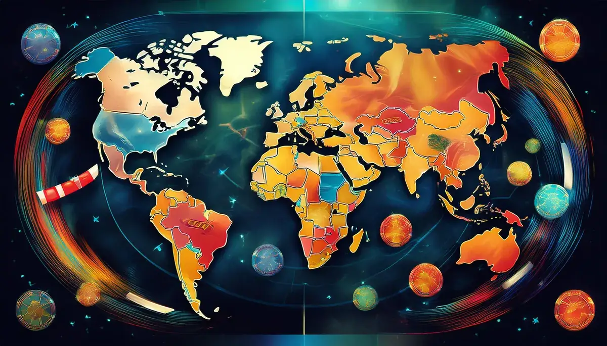 World map with pins for several exchanges