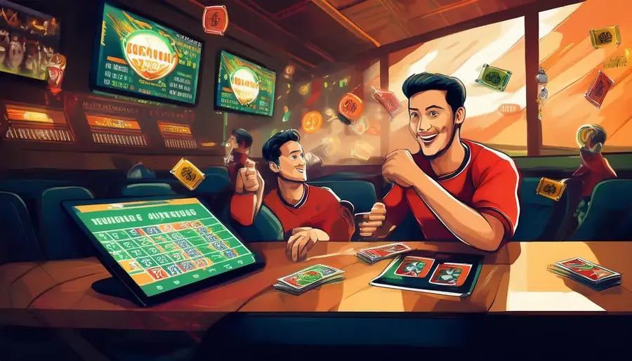 Man checking a betting site on his phone at a bar
