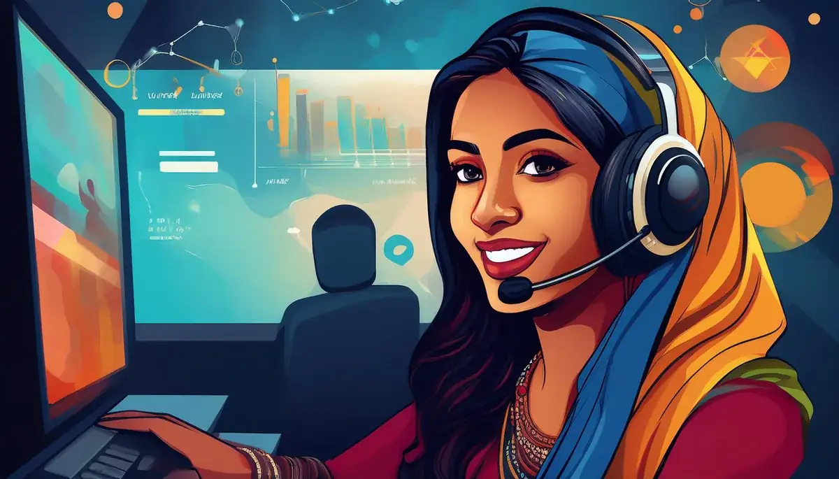 Support agent illustration with a headset